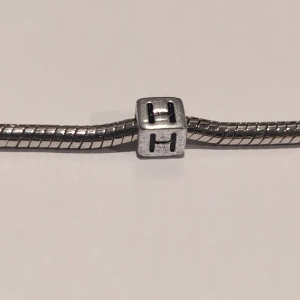 Silver H Spacer Charm for Pandora‎ Style Bracelet